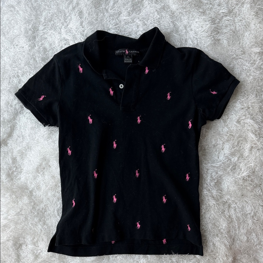 Ralph Lauren Polo Shirt with Pink Pony Embroidery
